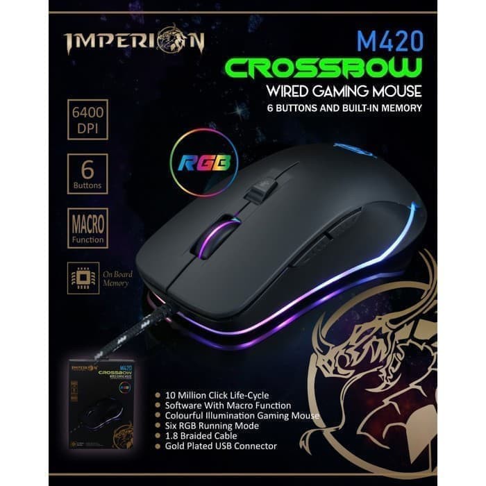 Imperion M420 Crossbow Mouse Gaming RGB wired usb with macro function