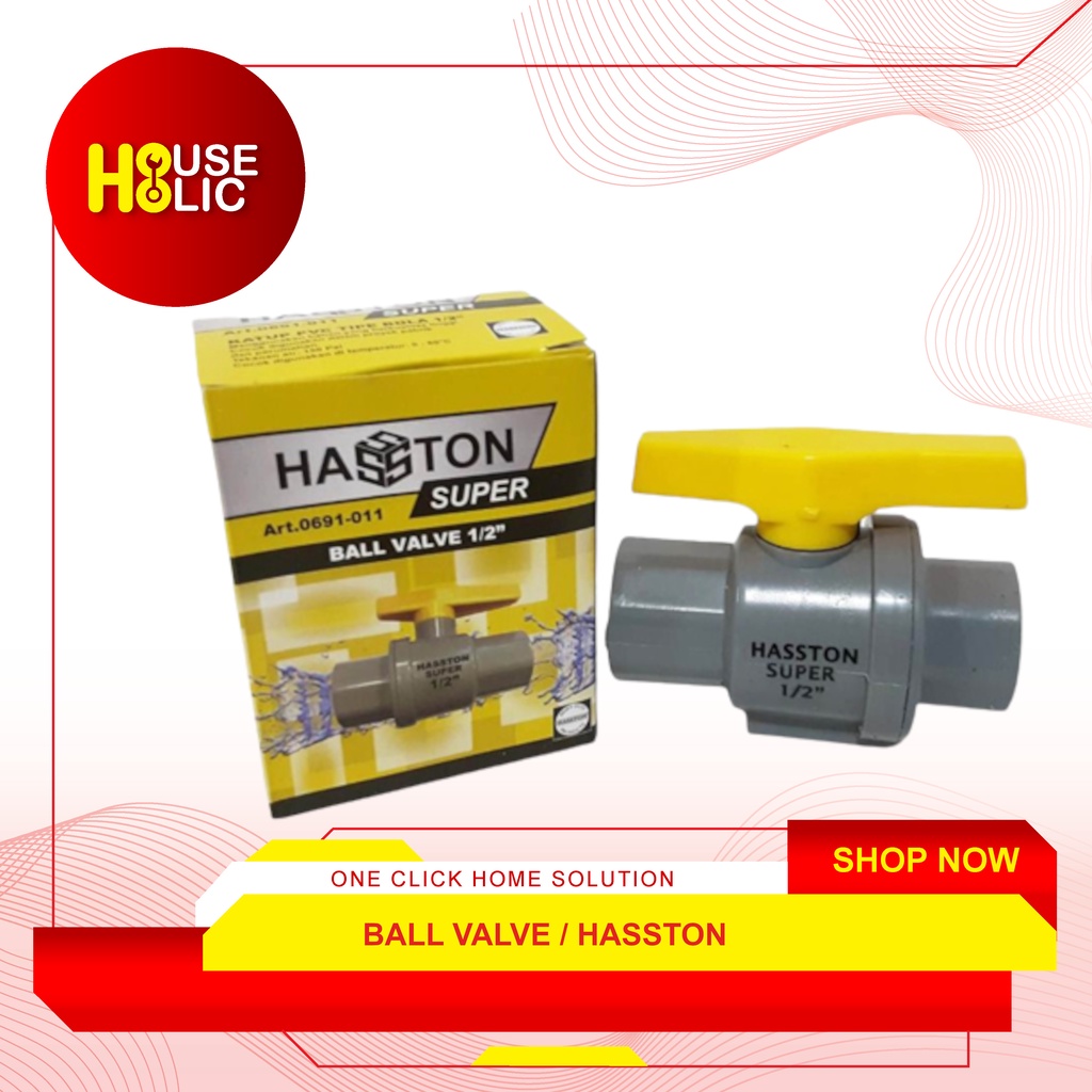Ball Valve 1/2 Inch / Stop Kran Plastik 1/2 Inci Hasston (0691-011)