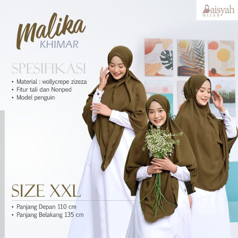 Khimar Malika size L, XL, XXL | khimar syar'i | non ped | bahan wollycrepe premium |