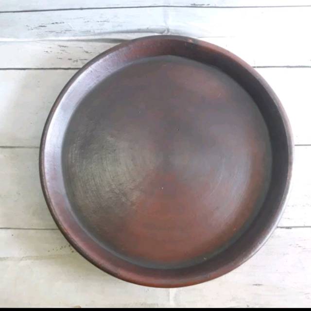 Gerabah Tanah Liat Cobek Datar Jumbo Tebal Nampan Datar Tanah Liat Piring Nampan Teko