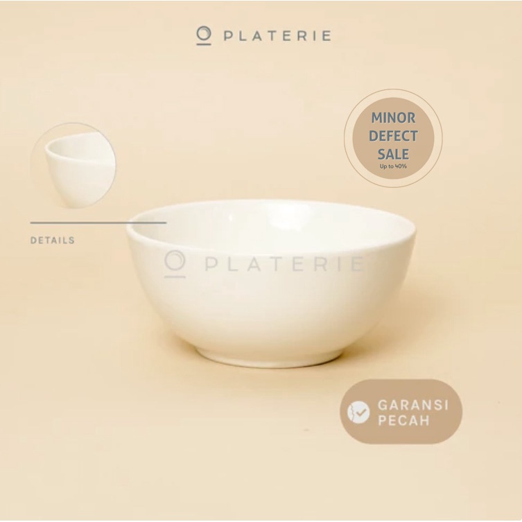 [DEFECT] SALEBY Platerie Mangkok Keramik Bowl 6 Inch/ 15.5cm Narumi Cream