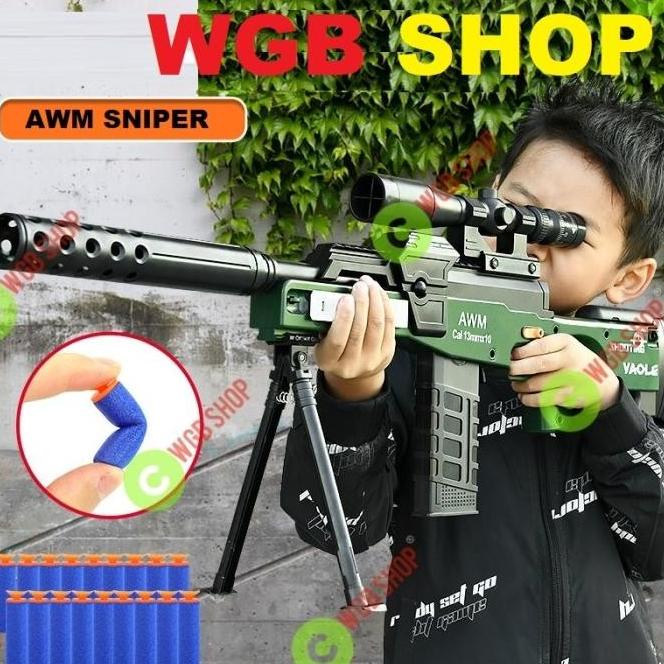 Mainan Tembakkan Sniper Awm Model Nerf Gun Peluru Nerf Original Best
