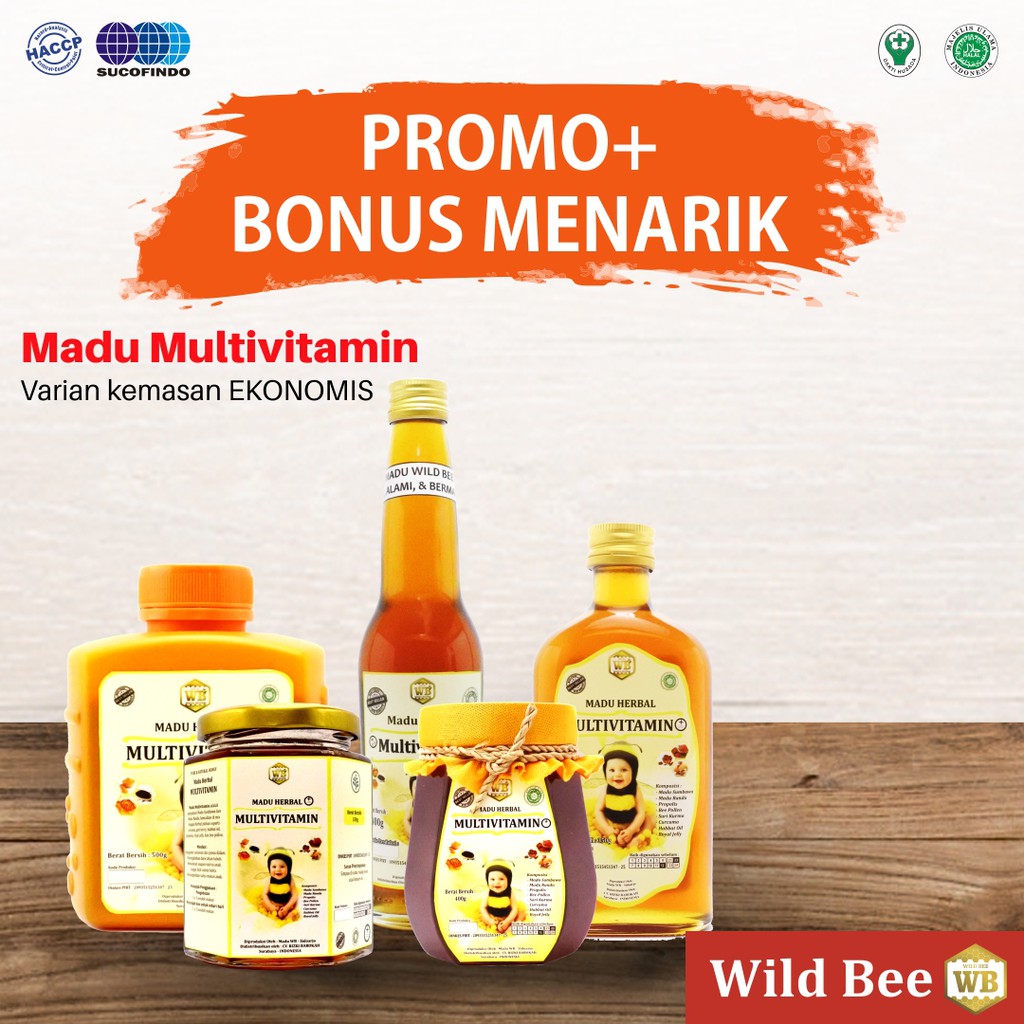 

Madu Anak Multivitamin/Madu Herbal kemasan tanggung-Garansi Murni & Asli 100%-Wild Bee