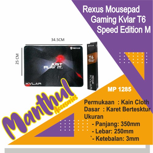 Rexus Mousepad Gaming Kvlar T6 Speed Edition M