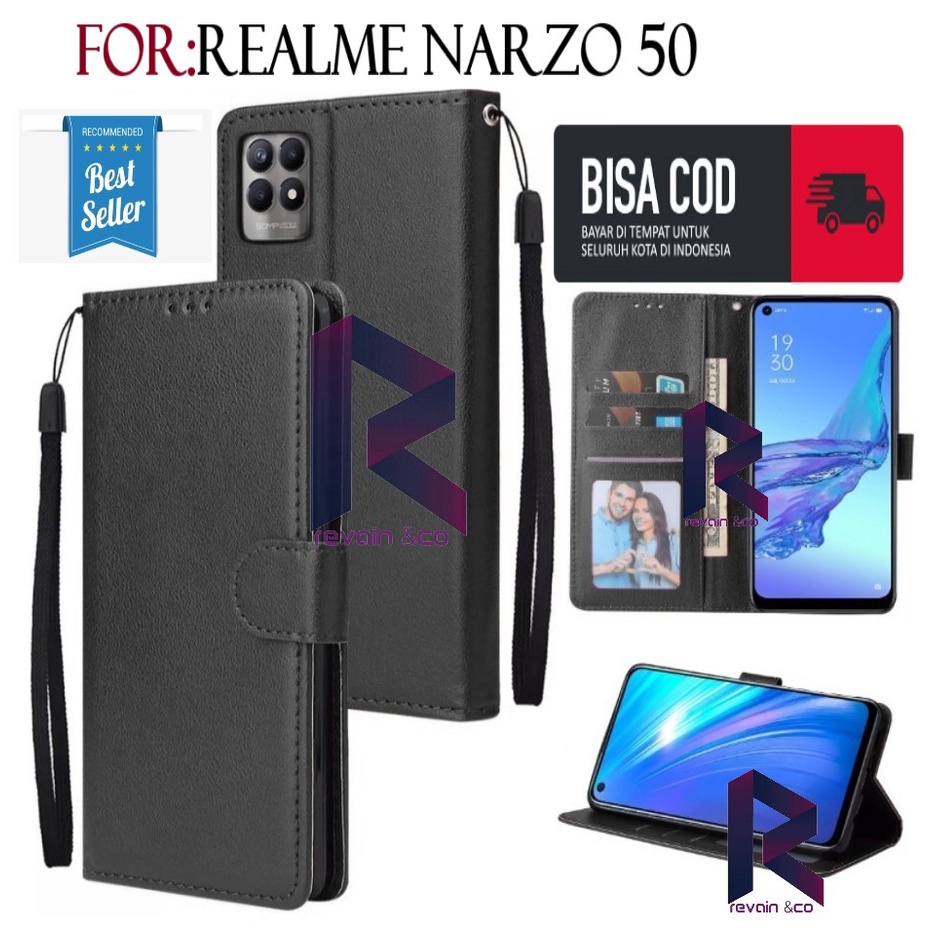 FLIP COVER REALME NARZO 50 CASING FLIP WALLET LEATHER KULIT PREMIUM SARUNG BUKA TUTUP FLIP CASE REALME NARZO 50