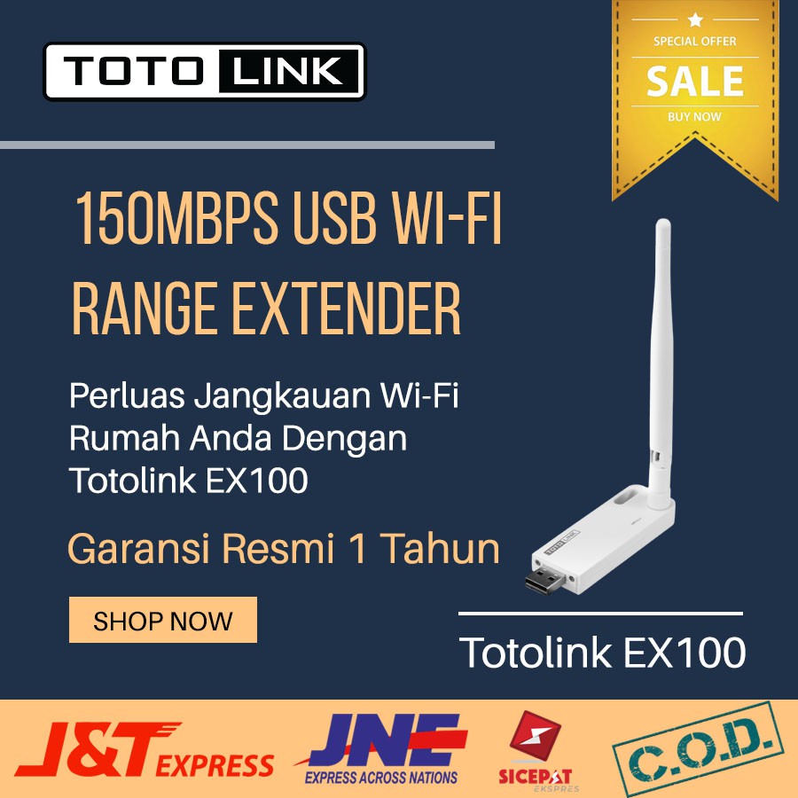 Garansi Resmi Totolink EX100 Alat Wifi USB Extender Tembak WPS Adapter Wireless Wireles Adaptor Wifi