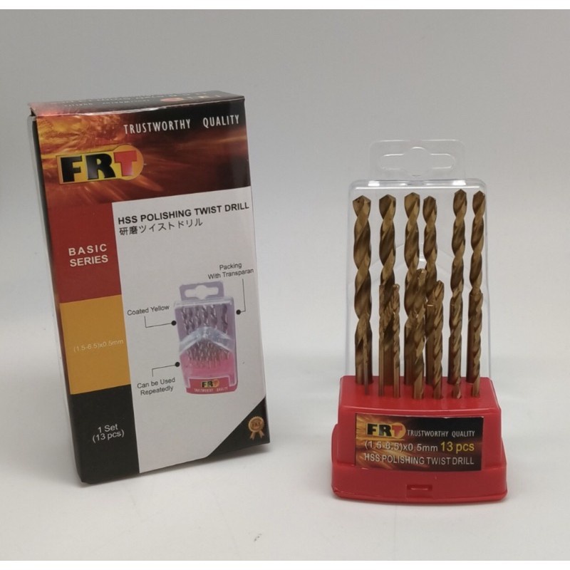 MATA BOR BESI SET ISI 13PCS FRT/ MATA BOR BESI KAYU HSS TITANIUM 13PCS/MATA BOR BESI METAL KAYU SET 