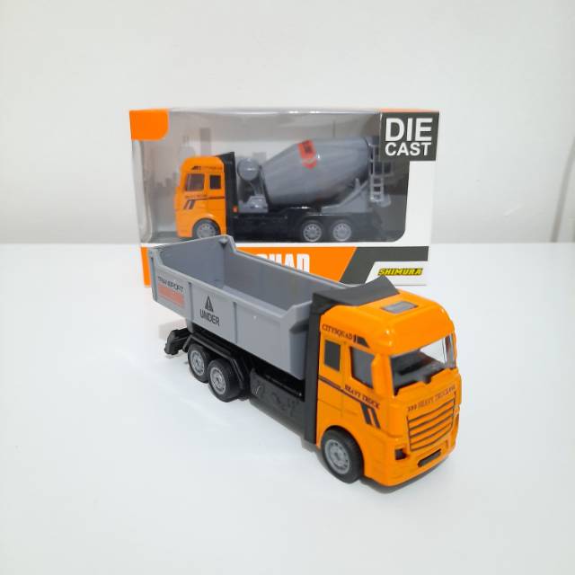 Diecast truck dump konstruksi - mainan miniatur truck mixer