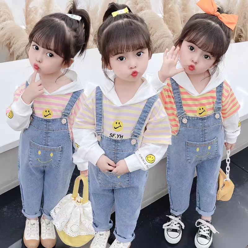 Setelan Overall Anak Perempuan Uisa 2-5th Jeans Premium/Setelan baju  premium