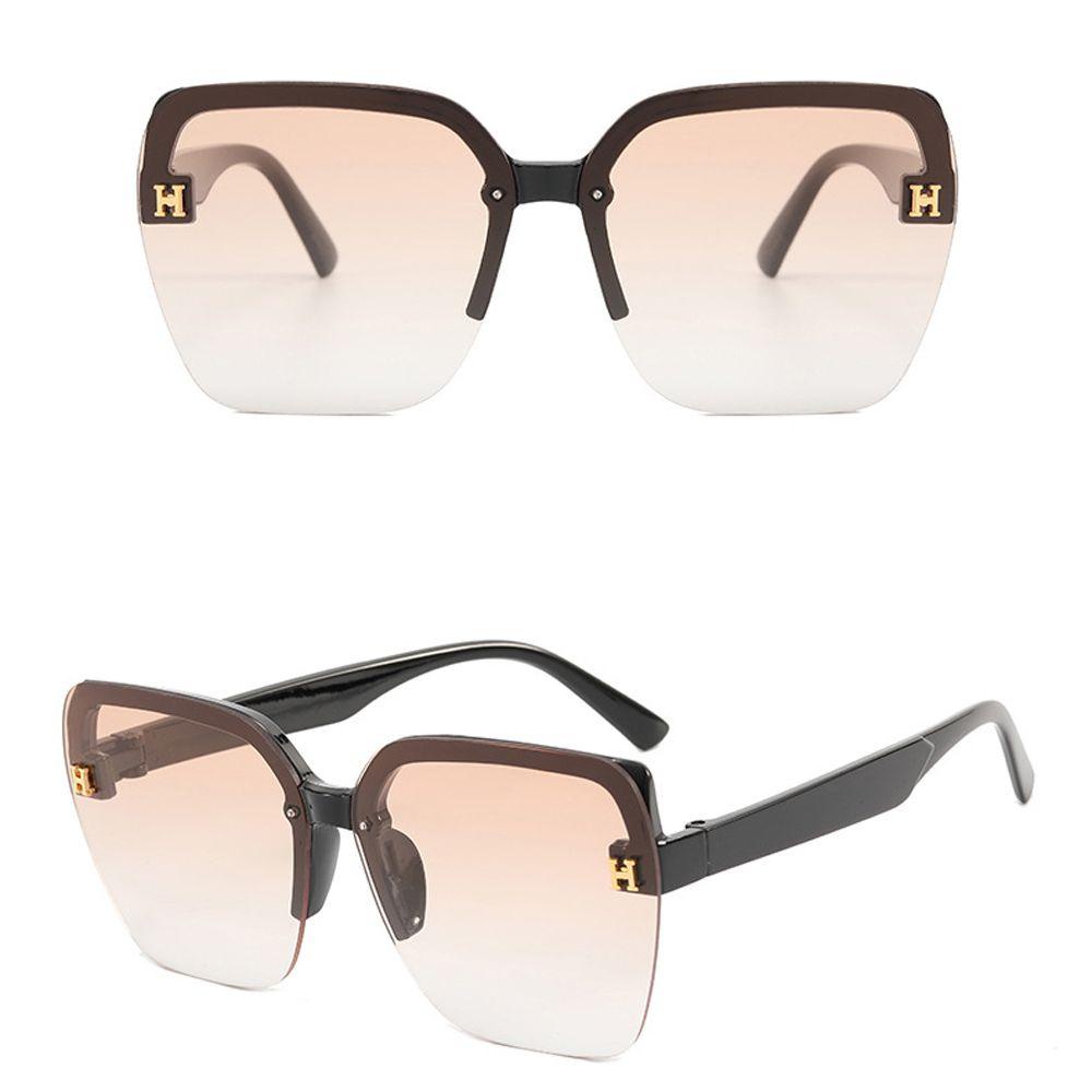 [Elegan] Setengah Bingkai Kacamata Hitam Pria Vintage Vision Care UV400 Poligon Setengah Bingkai Wanita Eyewear