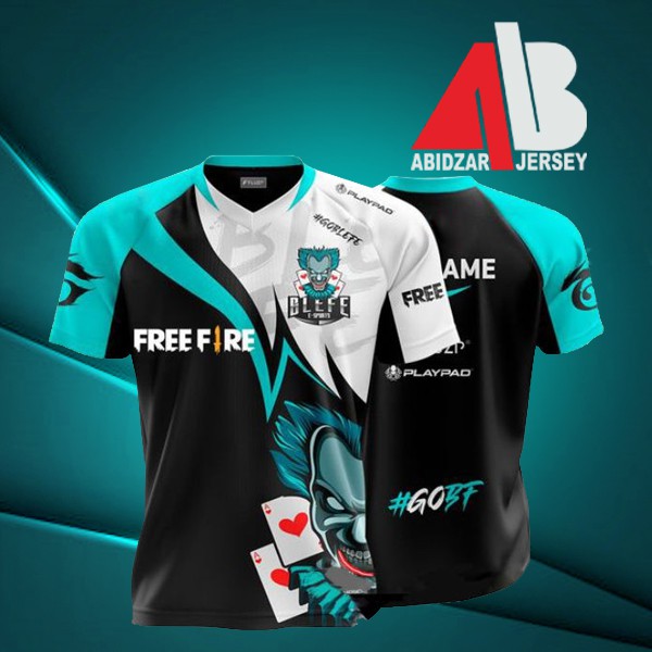Jersey game free fire kaos baju gaming FF PUBG AOV free nickname logo free ongkir via shopeepay
