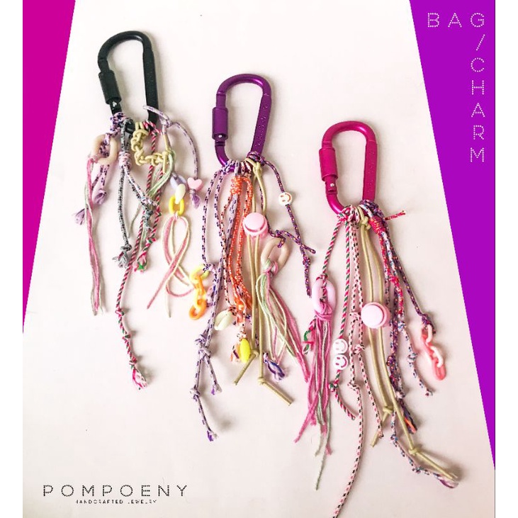 Bag Charm / Carabiner Bag Charm / Tali Tas / Keychain / Bags Charm Handmade  - POMPOENY