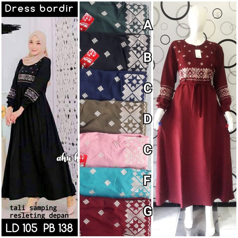 Gamis Bordir Ity Crepe | Gamis Wanita Muslimah