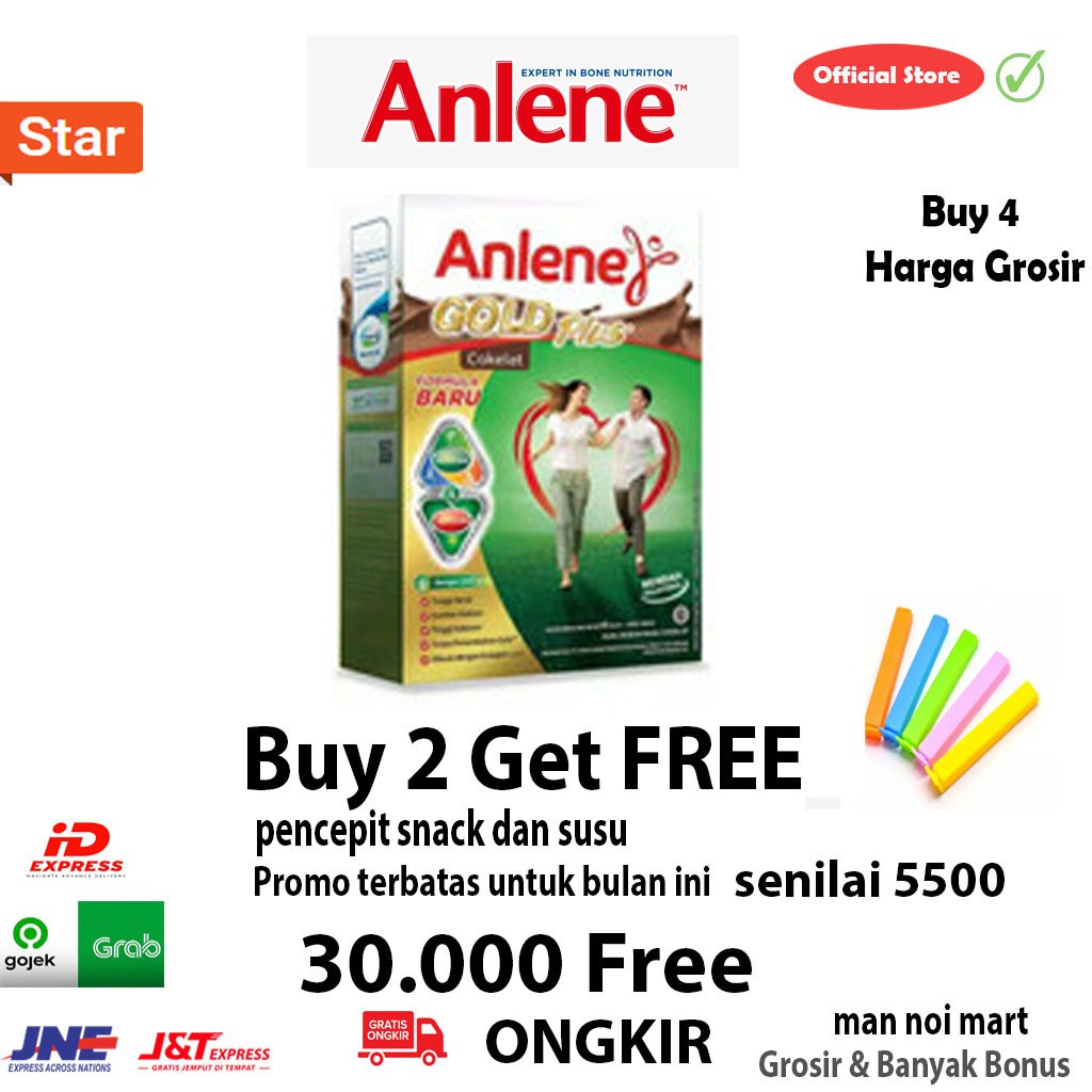 

ANLENE Gold Cokelat Coklat Susu Kalsium Box 650 g.FREE BONUS.Man Noi