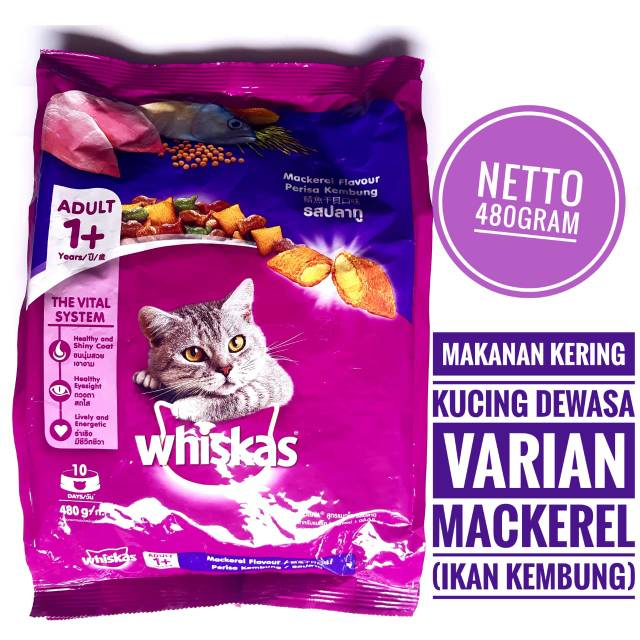 Whiskas dry 480 gr Freshpack makanan kucing