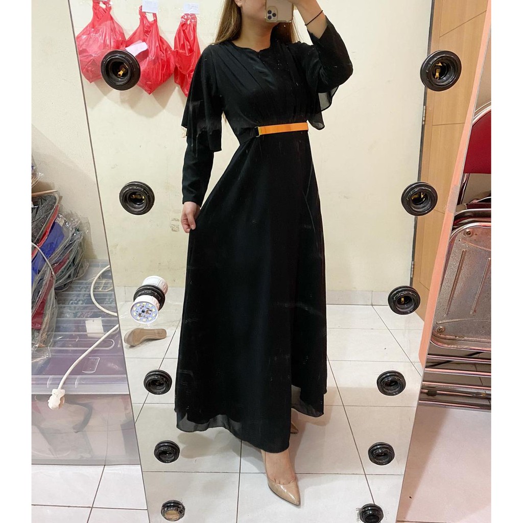 Vanesha Margaretta - 621B#  Gamis busui fashion import (Belt Besi)