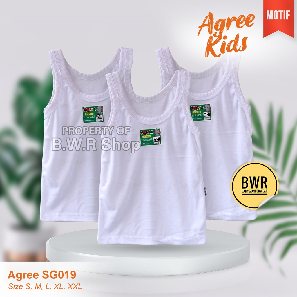 [ 3pc ] Singlet Agree ST 02 Sf 019 SF 039 ST 06 / Singlet Putih Pakaian Kaos Dalam Anak Agree st 02 Singlet Agree  019 | Bwr Satuan