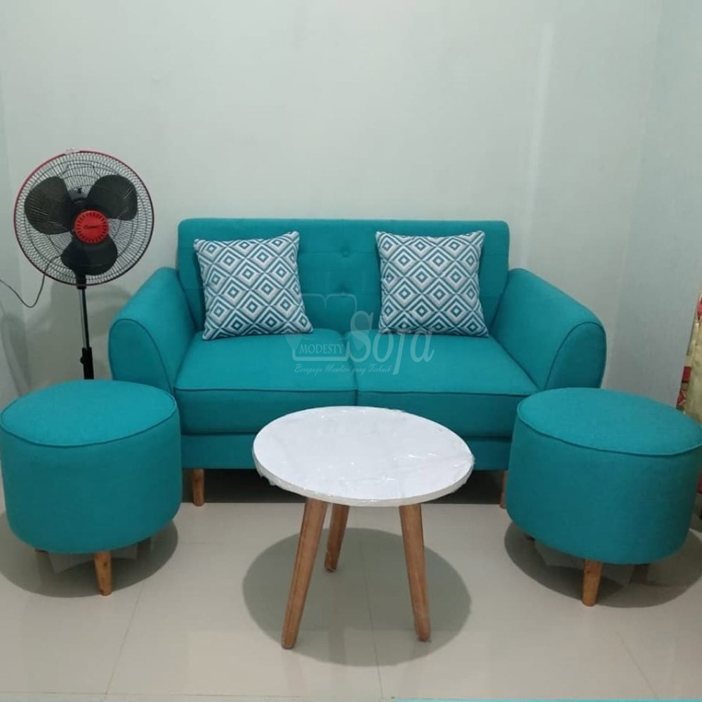  Sofa  Minimalis  Modesty 2 Seater 2 Stool Bulat  Meja Coffee 