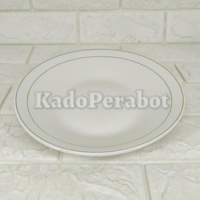 piring keramik list polos 9 inch - piring makan restoran-piring kramik