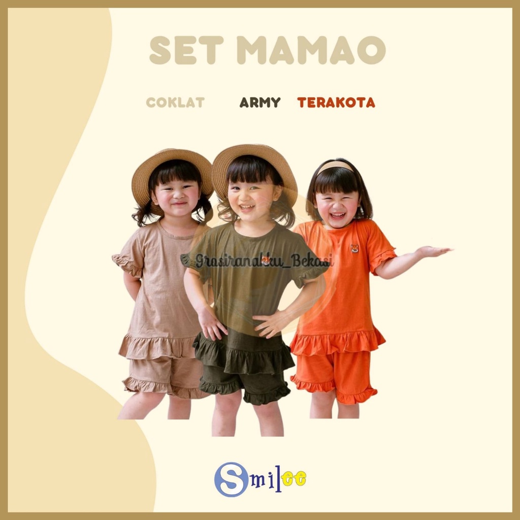 Setelan Anak Kaos Smilee Mamao Mix Warna Size 1-5Thn