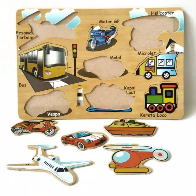 MAINAN KAYU EDUKASI PUZZLE TRANSPORTASI