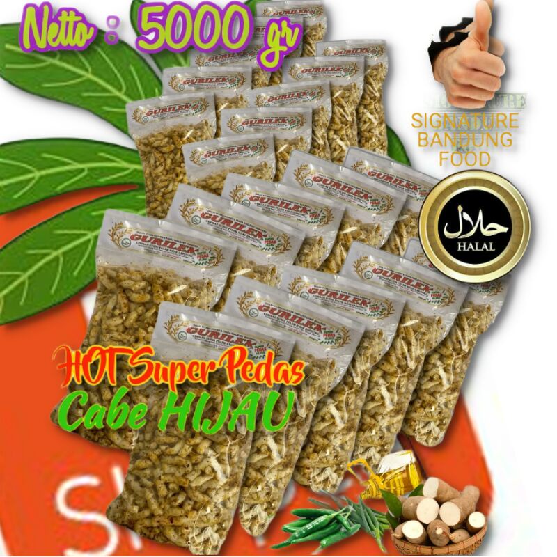 

5 Kg Gurilem Mantap Khas Bandung - Rasa HOT/Super Pedas Cabe HIJAU