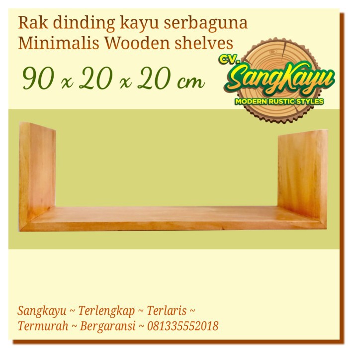 Rak dinding serbaguna kayu 90x20 cm rak kayu minimalis Wooden shelves