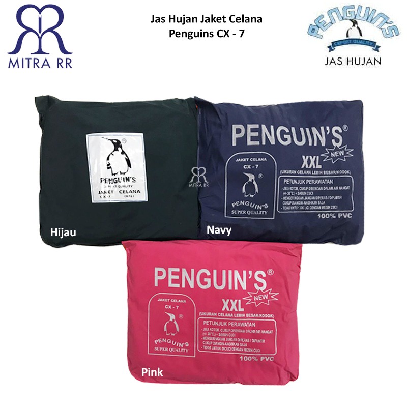 MitraRR Jas Hujan Stelan Jacket Celana PENGUINS CX7 Export Quality 100% PVC Super Tebal CX 7 CX-7