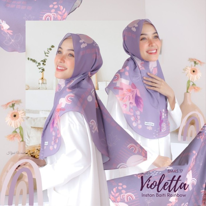 Hijabwanitacantik - Instan Baiti Rainbow Violetta | Hijab Instan |