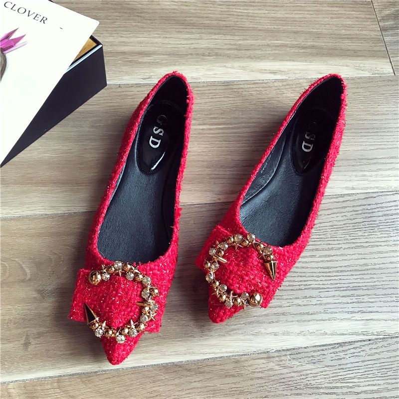 Korean Version Of The New Red Wedding Shoes Flat Shoes Women S