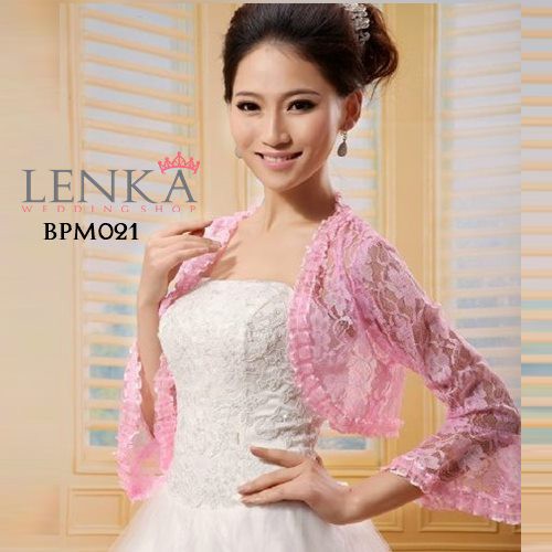 [READY STOCK] BOLERO LACE BROKAT CARDIGAN PENGANTIN PESTA PINK WANITA BPM021