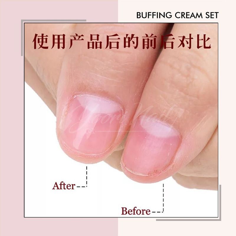 Leather buffer nail art sikat kain buff kulit penggosok kuku buffing cream pengilat kuku