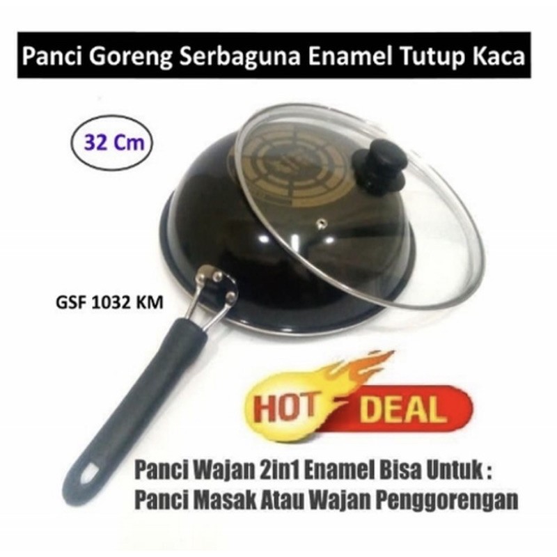 Panci goreng serbaguna 32cm / wajan plus tutup kaca 1032K / 1032P / 4130