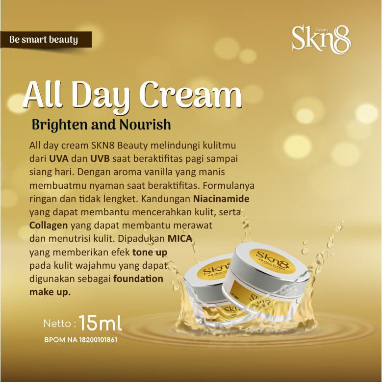 SKN8 Beauty All Day Cream 15ml - Krim Siang