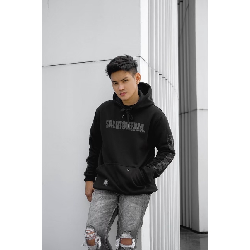 SALVIO HEXIA Original - Jaket Hoodie Sweater Hitam Simple Pria Wanita Murah Bahan Cotton Flecee Teba