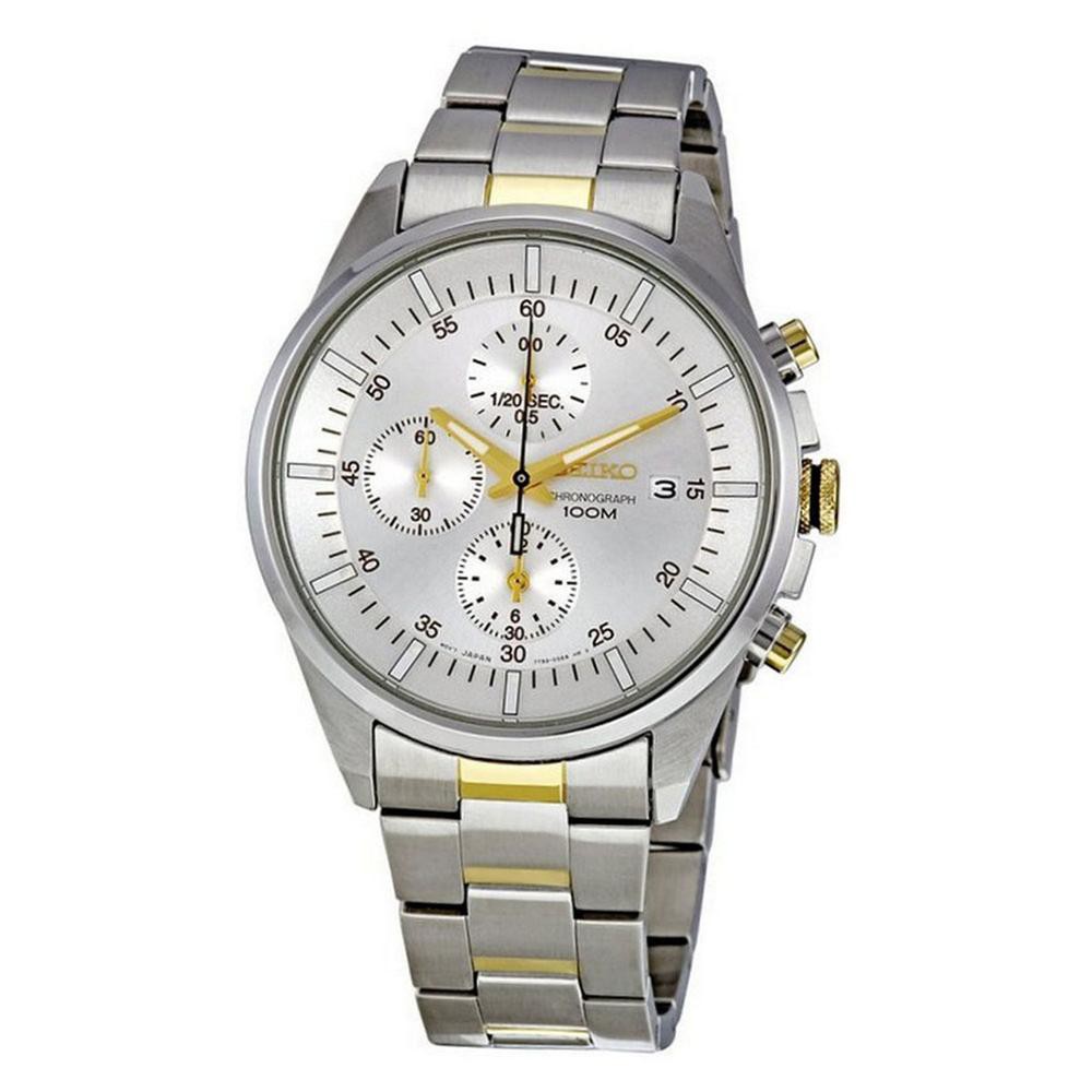 Seiko Quartz SNDC83P1 Chronograph Two Tone Bracelet | Jam Pria SNDC83