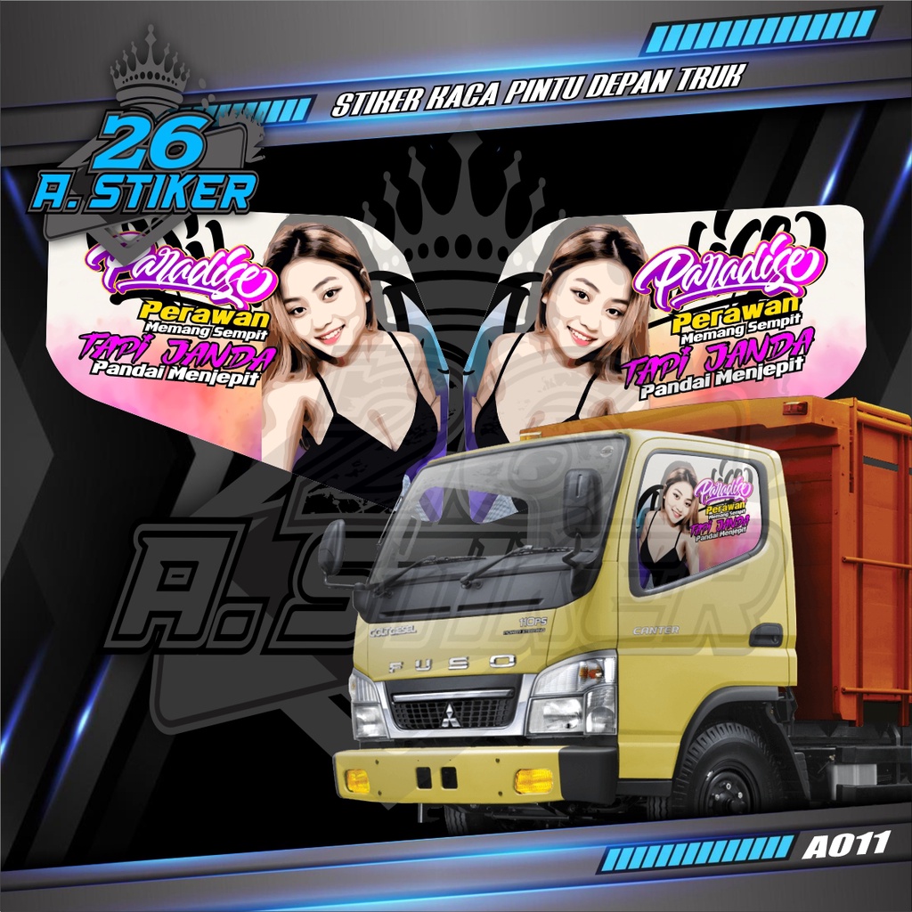 Stiker Decal Kaca Pintu All Truck Canter, Ragasa, Umplung, Giga, Dyna, Elf Macan Dll Custom Bisa Req