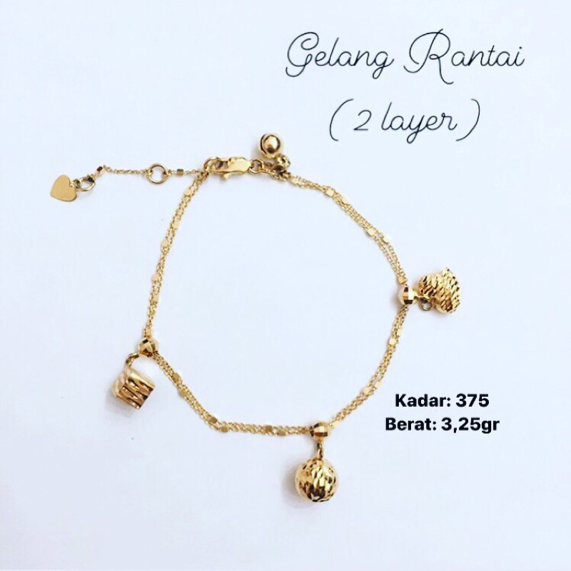 Gelang emas rantai jedar 375