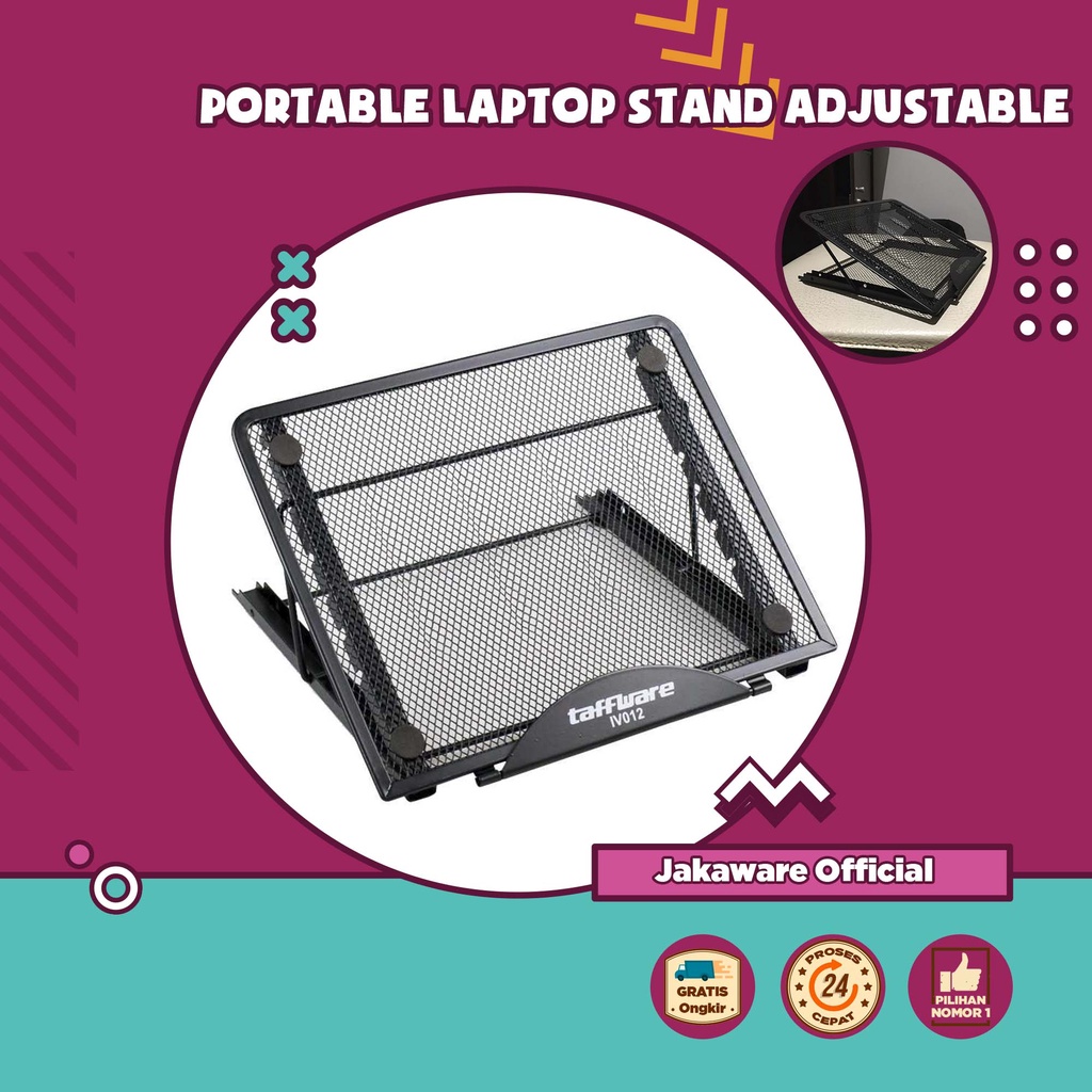 portable laptop stand adjustable angle bisa diatur meja notebook macbook tablet ipad holder lipat an
