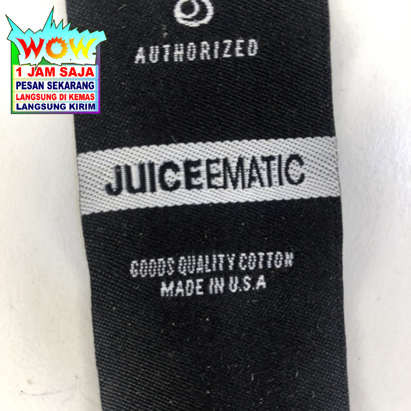 

JUICEEMATIC LABEL WOVEN RAJUT BORDIR COTON SUPER PREMIUM CO 1X DI KIRIM 600PCS