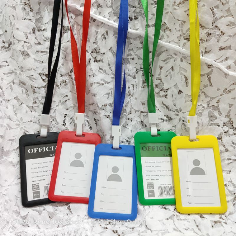 

Name Tag + Kalung 2 sisi Tali Warna Warni / ID Card Holder