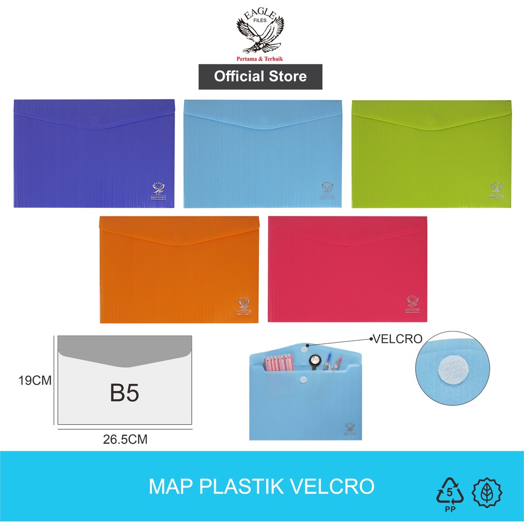 

EAGLE Map Plastik / Map Kancing / Map Kancing Plastik / Map Plastik Kancing Velcro B5 Smart Pocket Opaque E 221