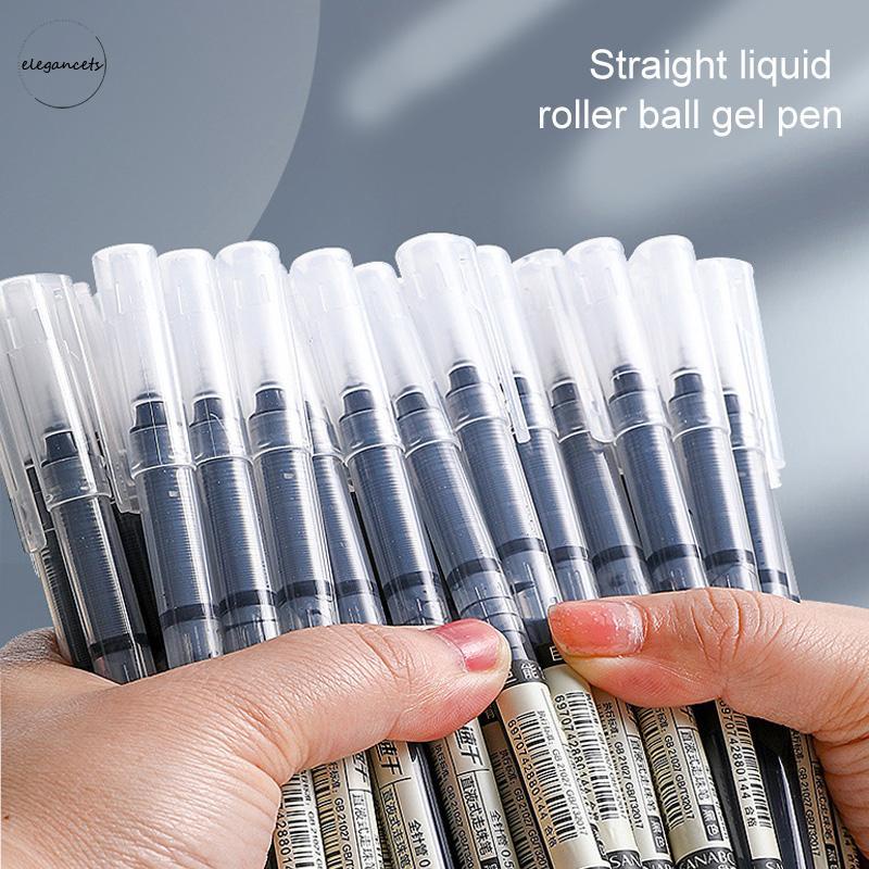 

0.5mm Tip Lurus Cair Roller Ball Pen Kantor Tabung Jarum Penuh Siswa Ujian Gel Pena E