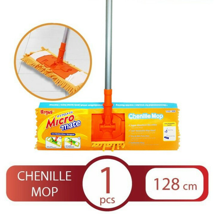 Chenille Mop Set Alat Pel Kain Pel Lantai BAGUS Micromate 306