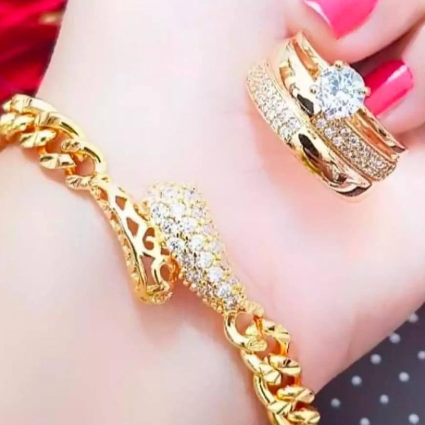 Paling Laris Gelang Xuping Set Perhiasan Wanita Gelang Rantai Plat Ular Bonus Cincin