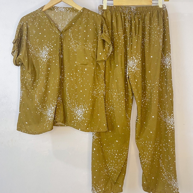 PIYAMA VNECK / PIYAMA KANCING HITS PIYAMA KANCING BUSUI / PIYAMA RAYON / HOMEWEAR-NC 12