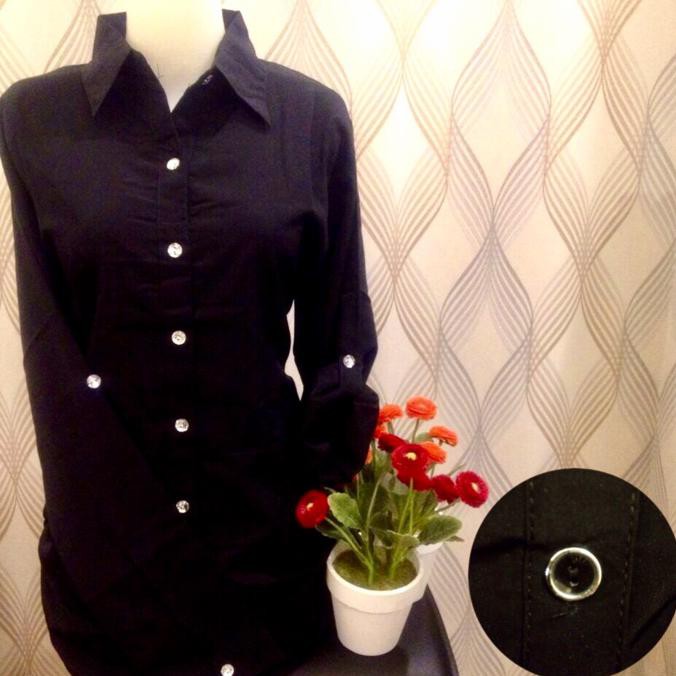 BARANG MURAH KEMEJA BLUS HITAM POLOS WANITA ZARA LEMBUT KEKINIAN