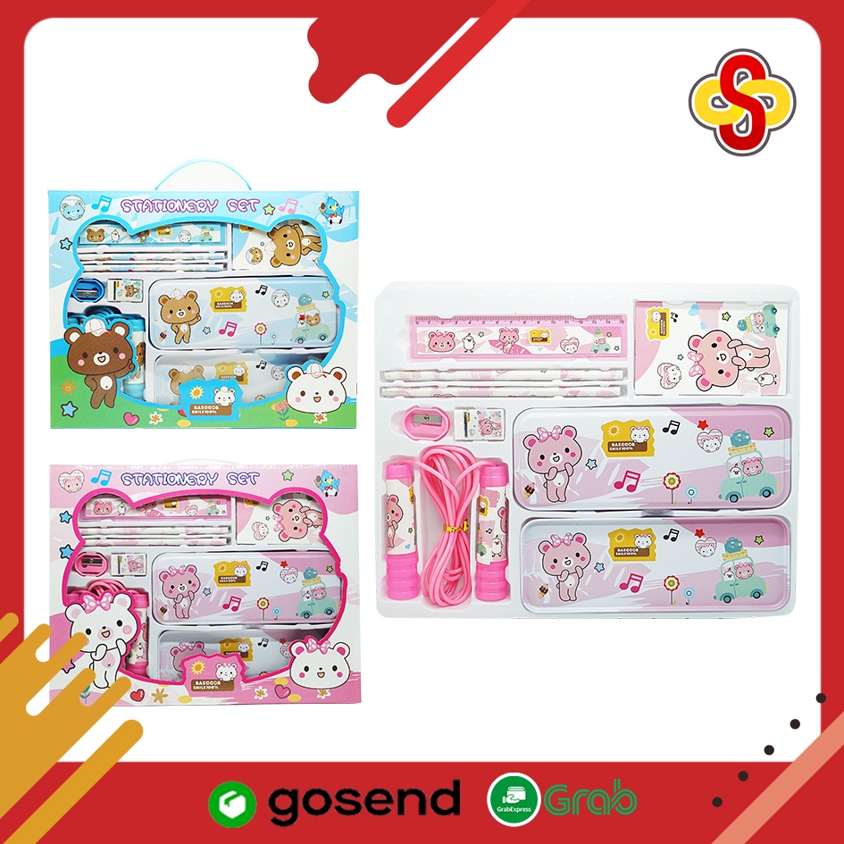 Set Alat Tulis Sekolah Anak 8 in 1 Karakter Stationery Set 9903