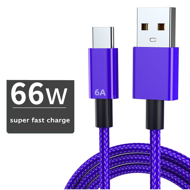 Kabel Data / Charger USB Tipe C Fast Charging 66W 6A Panjang 1 / 2m Untuk Smartphone