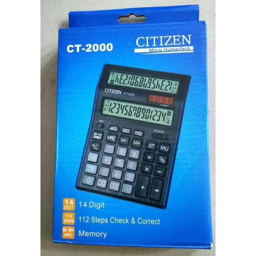 

Kalkulator Citizen CT 2000 2 layar Kalkulator 14 Digit 2 Layar CT 2000 Full Set